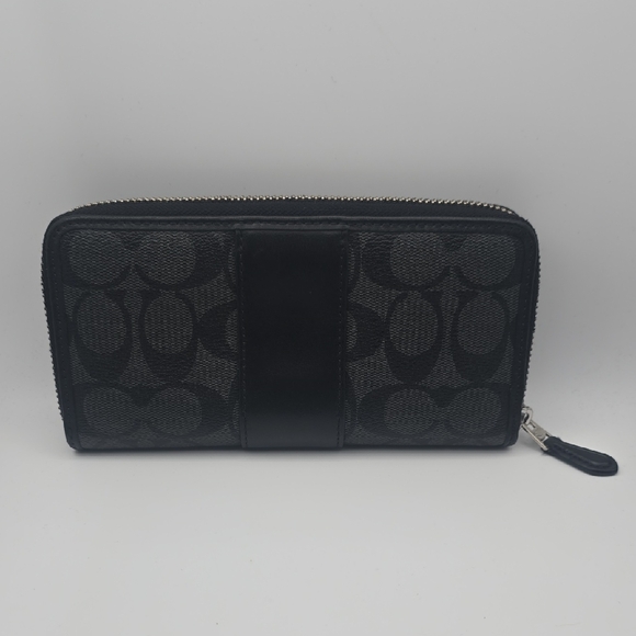Coach Black & Silver Signature Monogram Long Zip Around Wallet (EUC)🩶🖤🩶 - Picture 12 of 12